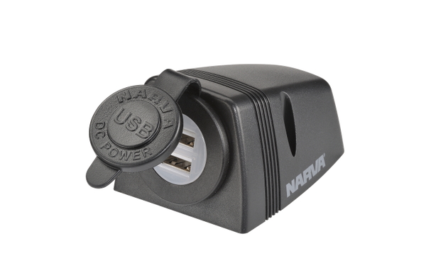Narva Heavy-Duty Surface Mount Dual USB/USB-C Socket 81156 Black