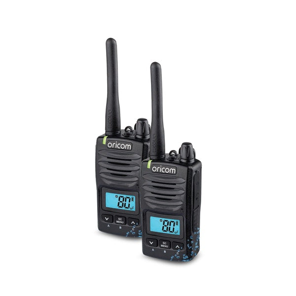 Oricom DTXTP600 5 Watt IP67 Waterproof Handheld UHF CB Radio Trade Pack (Twin Radios)