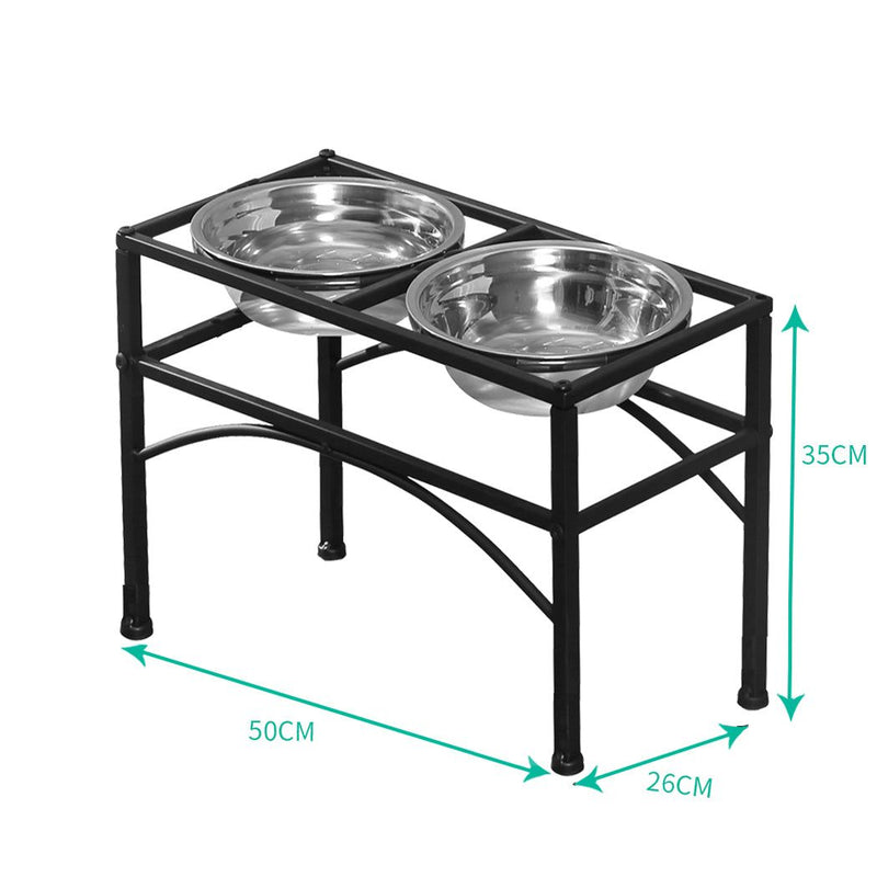 Pawz Dual Elevated Pet Dog Puppy Feeder Bowl Stainless-Steel Food Water Stand