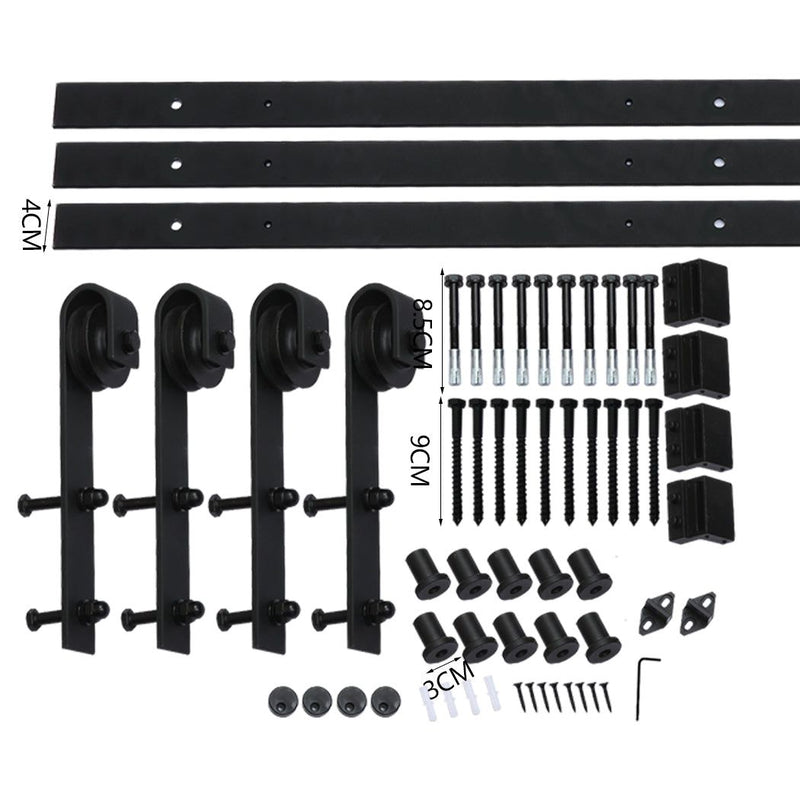 4m Antique Classic Style Double Sliding Barn Door Hardware Track Roller Kit