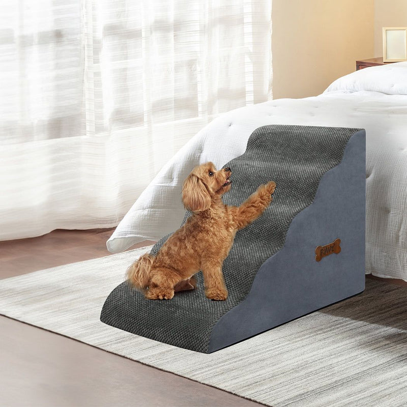 Pawz 5 Steps Pet Stairs Dog Ramp High Density Foam Non-Slip Ladder for Bed Sofa