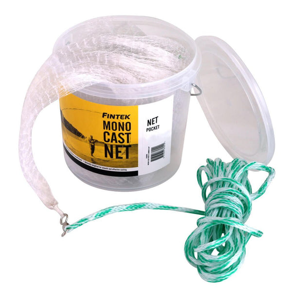 Fintek 10ft Bottom Pocket Mono Cast Net with 1 Inch Mesh