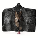 Wolf Pattern Wearable Hat Blanket Flannel
