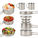 8-Piece Camping Cookware Mess Kit Silver