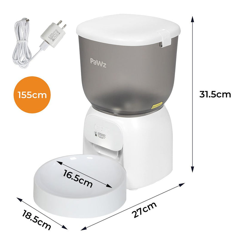 Pawz 4L Automatic Pet Feeder Dog Cat Wifi Auto Smart Food Dispenser Timer Feed