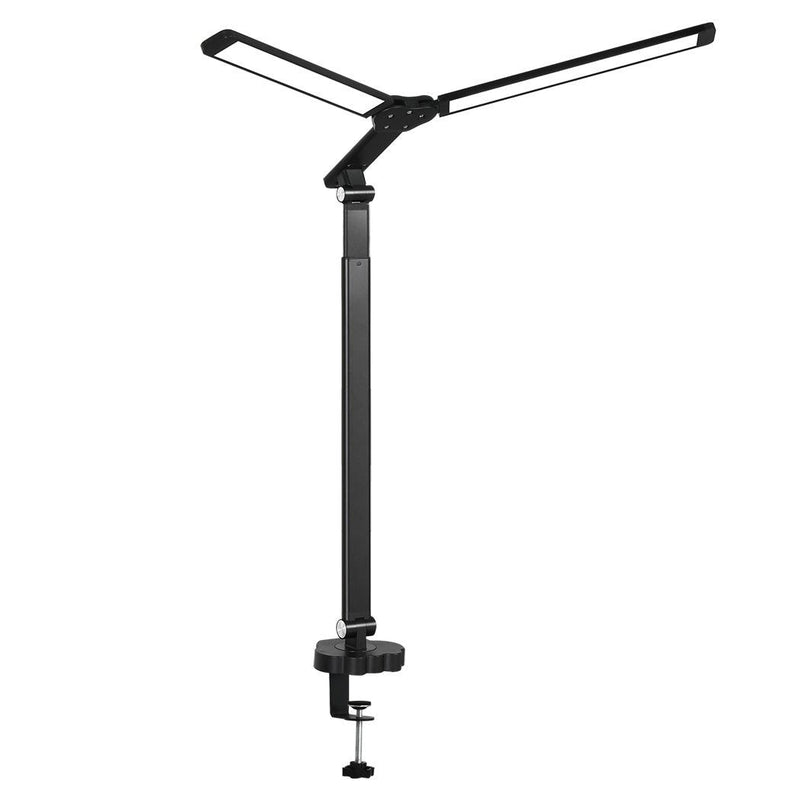 Emitto LED Desk Study Lamp Clamp Dimmable Adjustable Double Head Reading Light