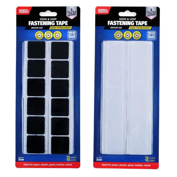 Adhesive Tape Square Hook & Loop Large 30mm x 30mm