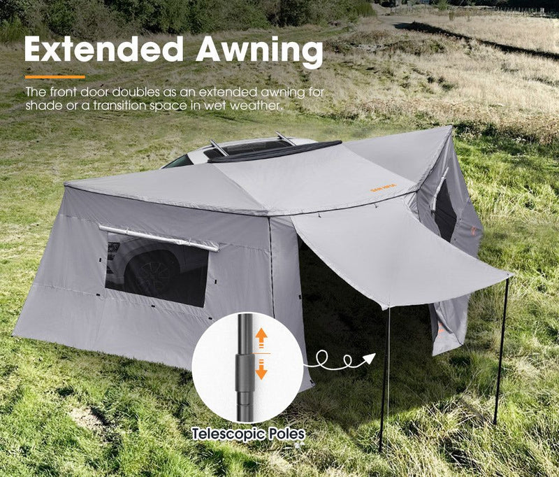 San Hima 180 Degree Awning With Side Wall Car Privacy Screens