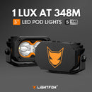 LIGHTFOX Cygnus-2 Pair 3inch Osram LED Pod Lights 1Lux@348m IP68 4,052LM