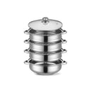 Toque Stainless-Steel Steamer Meat Vegetable Cookware Hot Pot Kitchen 4 Tier