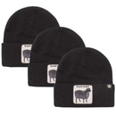 3x Goorin Bros Sheep for Brains Beanie - Black (Warm Winter Ski Hat - Animal Series)