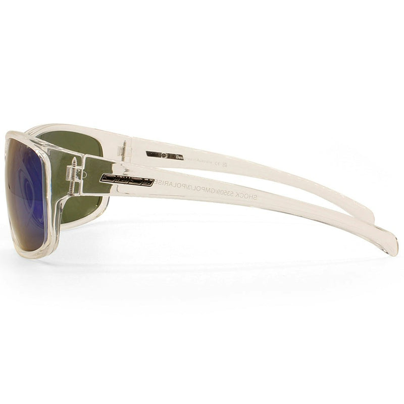 Dirty Dog Shock Satin Clear Crystal/Green Polarised Men's Sports Sunglasses 53509