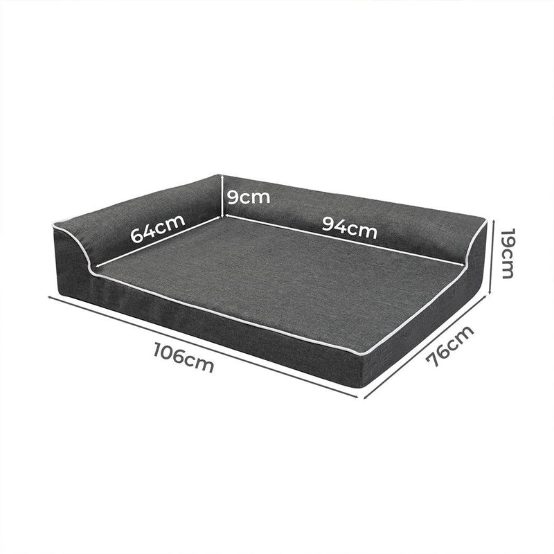 Pawz Orthopedic Dog Bed Memory Foam Cushion Cat Calming Pet Mat Washable XL Grey