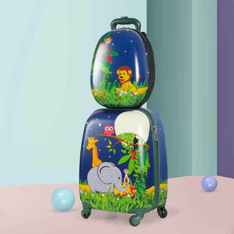 Bopeep 16''13'' 2Pcs Kids Luggage Set Travel Suitcase Child Bag Backpack Jungle