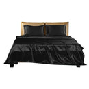 Dreamz Silky Satin Sheets Fitted Flat Bed Sheet Pillowcases Summer Queen Black