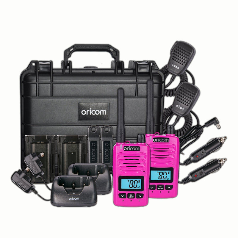 Oricom Pink 5 Watt IP67 Waterproof Handheld UHF CB Radio Trade Pack (Twin Radios) DTXTP600PNK