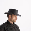 Didgeridoonas Dark Brown Buffalo Leather Outback Wide Brim Bush Hat