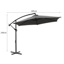 Mountview 3m Outdoor Umbrella Cantilever Cover Garden Patio Beach Umbrellas Grey