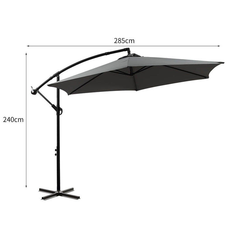 Mountview 3m Outdoor Umbrella Cantilever Cover Garden Patio Beach Umbrellas Grey