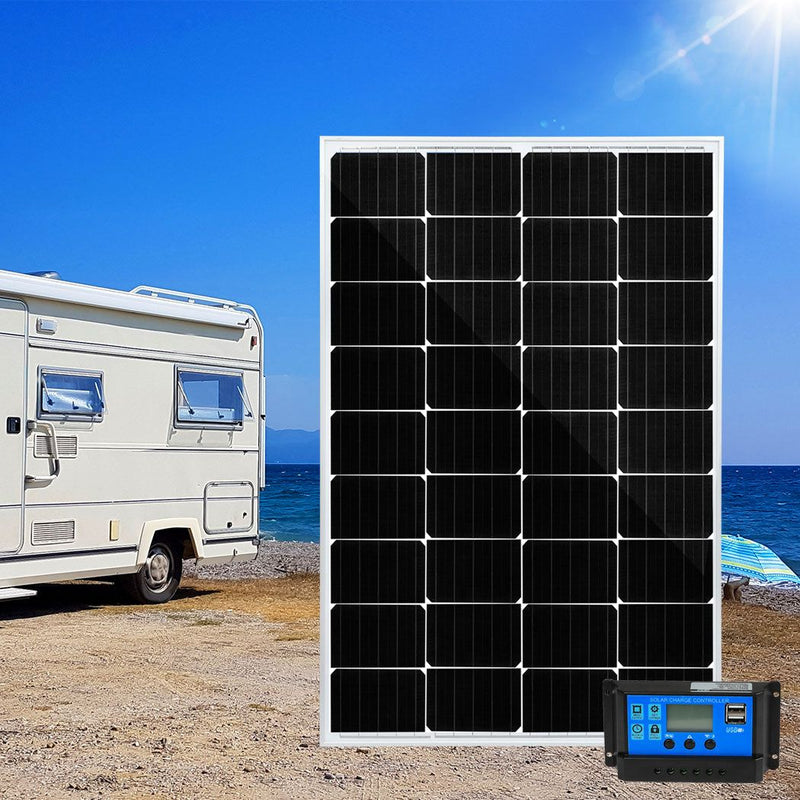Traderight Group  12V 250W Solar Panel Kit Mono Caravan Camping Power Controller Charging USB Home
