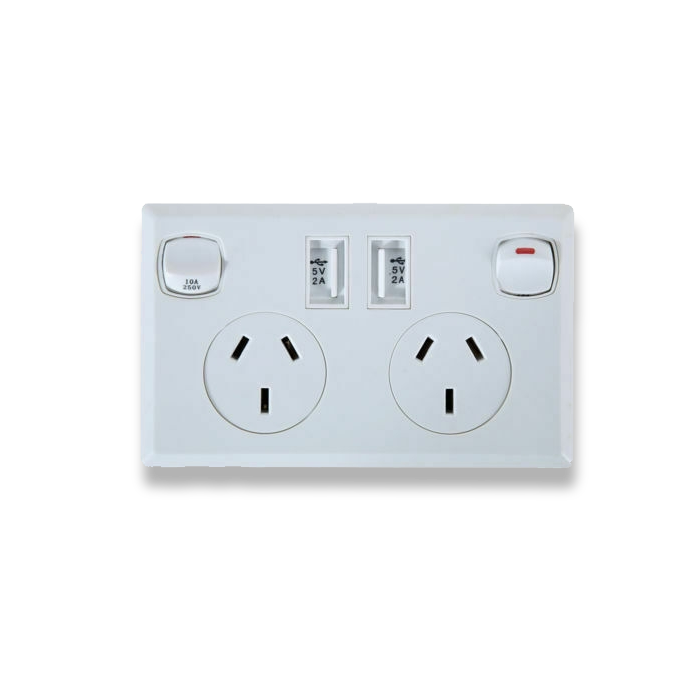 100 X DOUBLE USB Port Wall Socket Charger DUAL Power Receptacle Outlet AU Plug (Home use only)