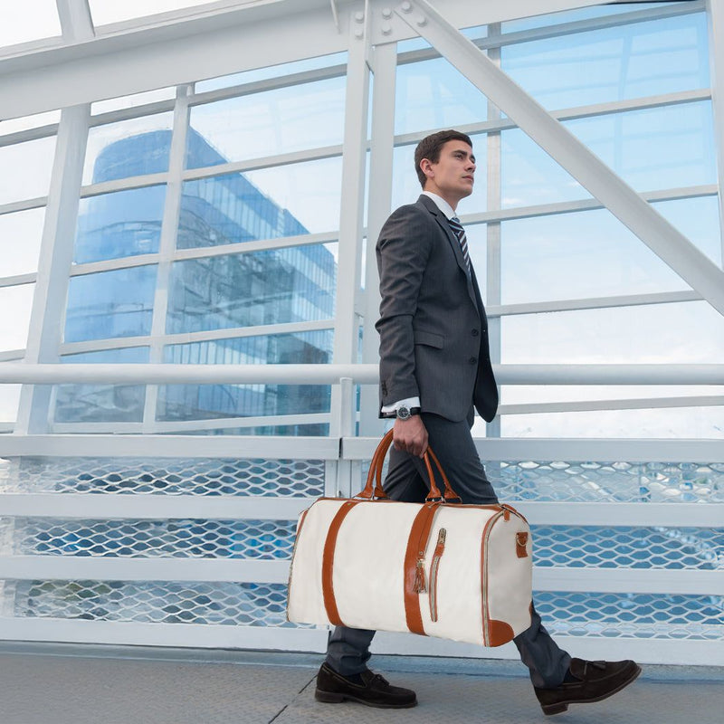 Slimbridge Garment Bags 2 in 1 Hanging Suit Convertible Travel Duffle Beige