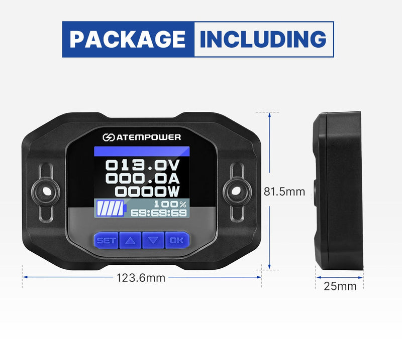 Atem Power Battery Monitor High Low Voltage 200A w/Shunt Wire 12V Battery