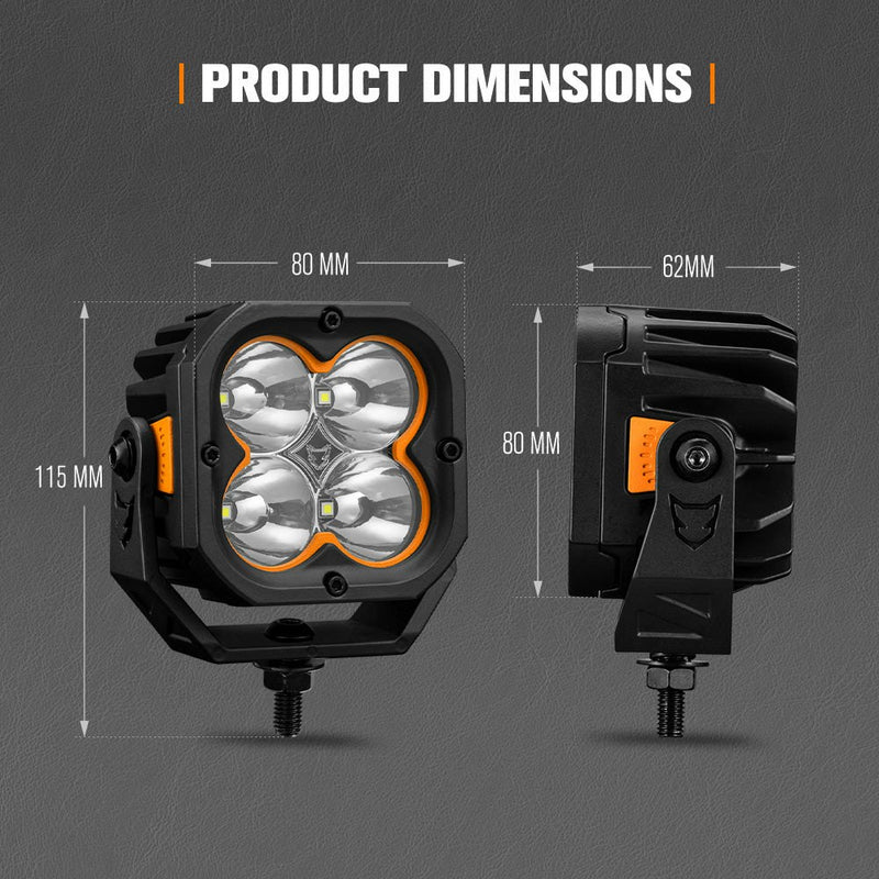 LIGHTFOX Pair&nbsp;3inch Cygnus-4 Osram&nbsp;LED&nbsp;Pod&nbsp;Lights w/ 3 pin DT Connector 1Lux@380m 3,834LM