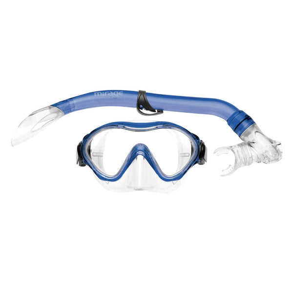 2pc Mirage Goby Kids Junior Swimming/Beach Silitex Mask/Glass Snorkel Set Blue