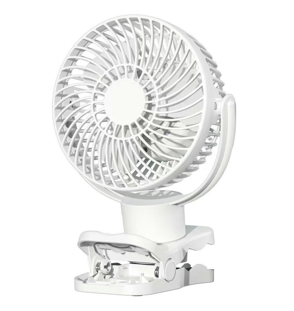 White USB Portable Camping Fan with LED Light and Remote Control