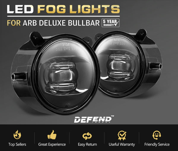 Defend Indust Pair PHILIPS LED Fog Lights fits ARB Deluxe Bullbar Offroad 4x4