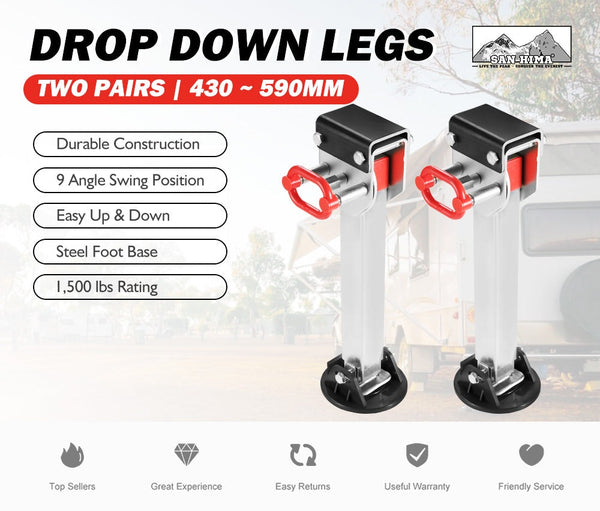 4x 590MM Corner Legs Drop Down W/Handle Steel Base 1500LBS