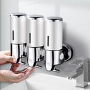 Traderight Group  3 Bottles Bathroom Shower Soap Dispenser Shampoo Gel Pump Wall 1500ml Silver