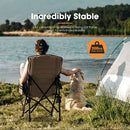 San Hima Folding Camping Chair Portable Outdoor Thick Padding Recliner Khaki