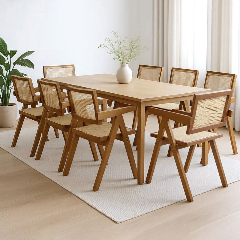 Levede 8x Armchair Dining Chair Wicker Wooden Chairs Rattan Accent Lounge Seat