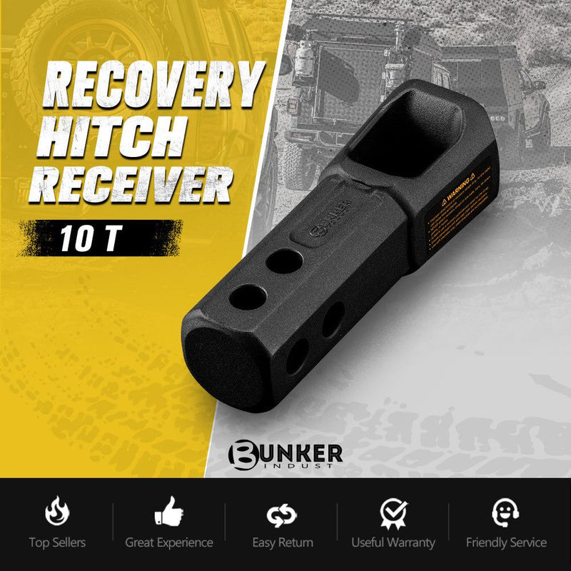 Bunker Indust 2" Recovery Hitch Receiver 10T Heavy Duty Tow Bar Off Road 4X4 4WD