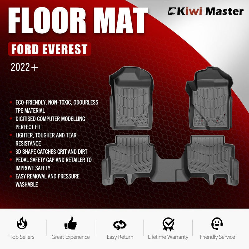 Kiwi Master 3D TPE Car Floor Mats Liner For Ford Everest 2022+