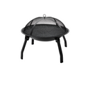 Outdoor Charcoal Fire Pit Portable Iron Fire Bowl with Folding Legs Black