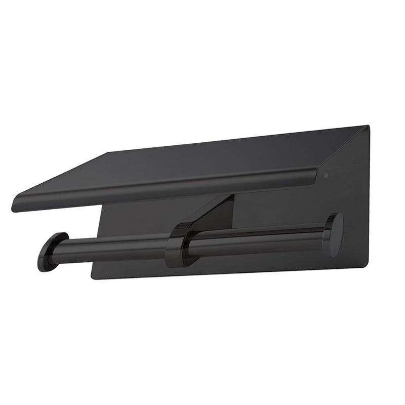 Traderight Group  Toilet Paper Holder Double Roll Stainless-Steel Hook Bathroom Rack Wall Black
