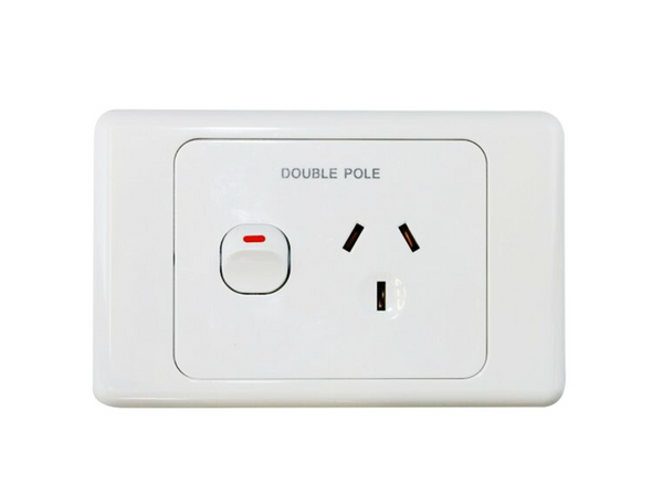 10amp Single Power Point - Double Pole Shallow Mount