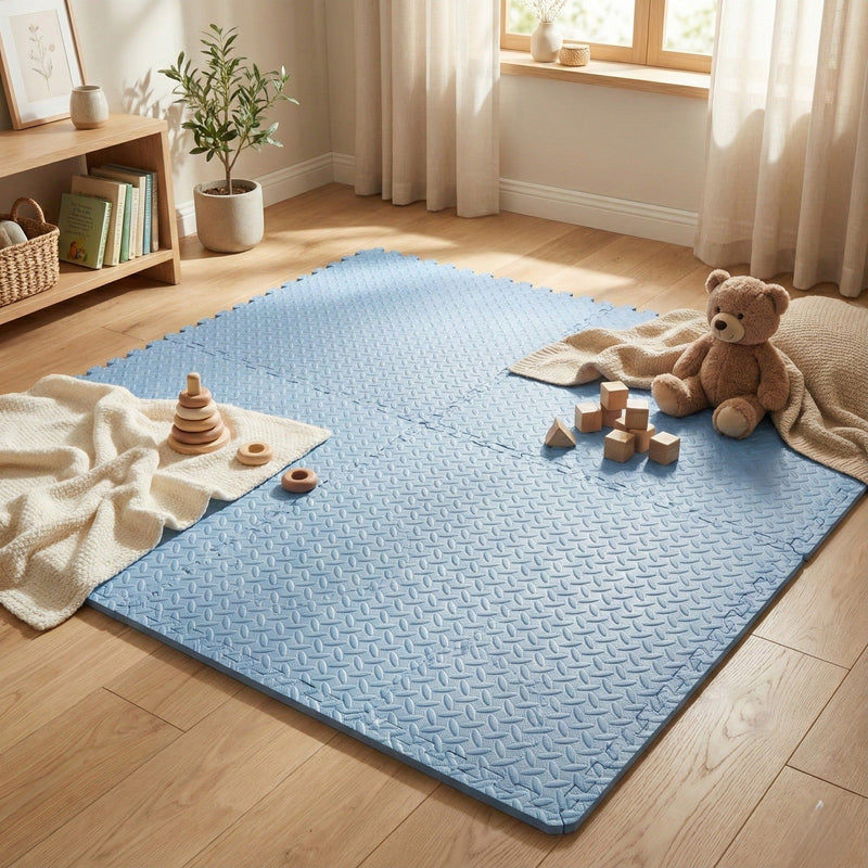 Bopeep EVA Foam Kids Play Mat Floor Kid Crawling Interlocking Home Blue 60x60
