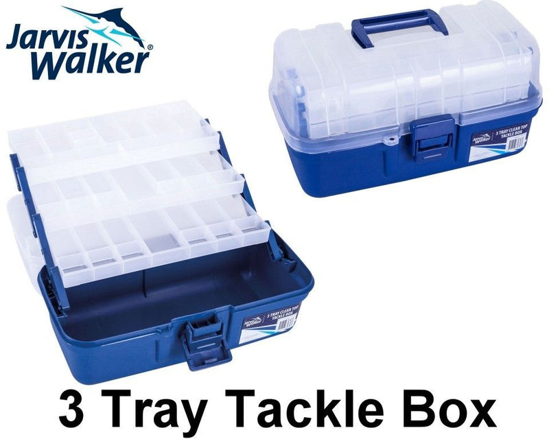 Jarvis Walker 3 Tray Clear Top Fishing Tackle Box - Tackle Storage Box -Tool Box