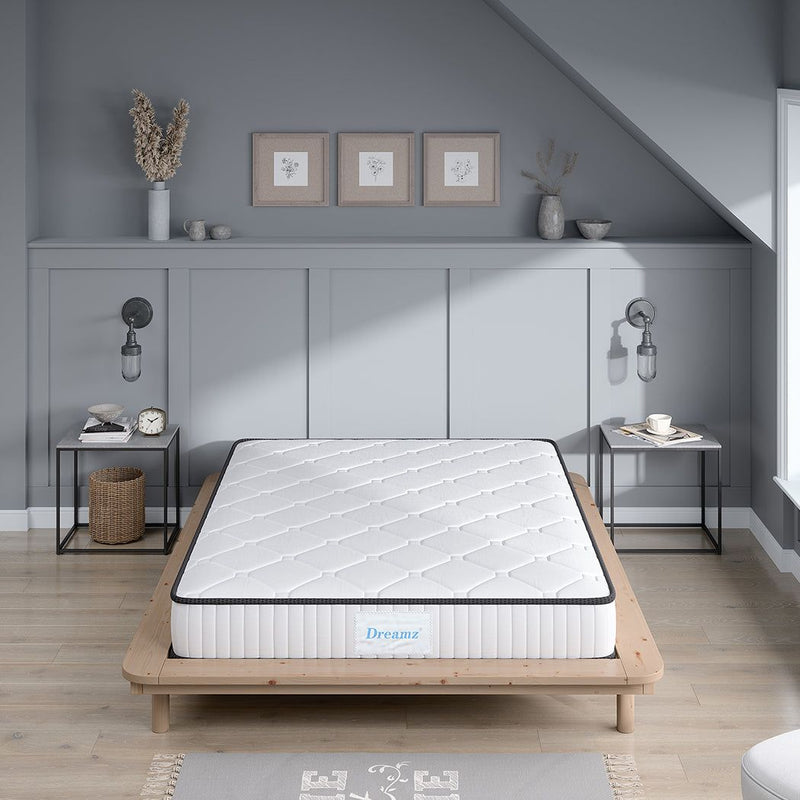 DreamZ Single Spring Mattress Medium Firm 5-Zone Support Breathable Fabric Cover