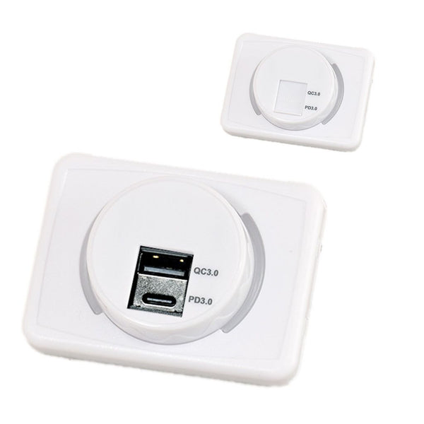 12V USB Twin Charging Station USB A/USB C White