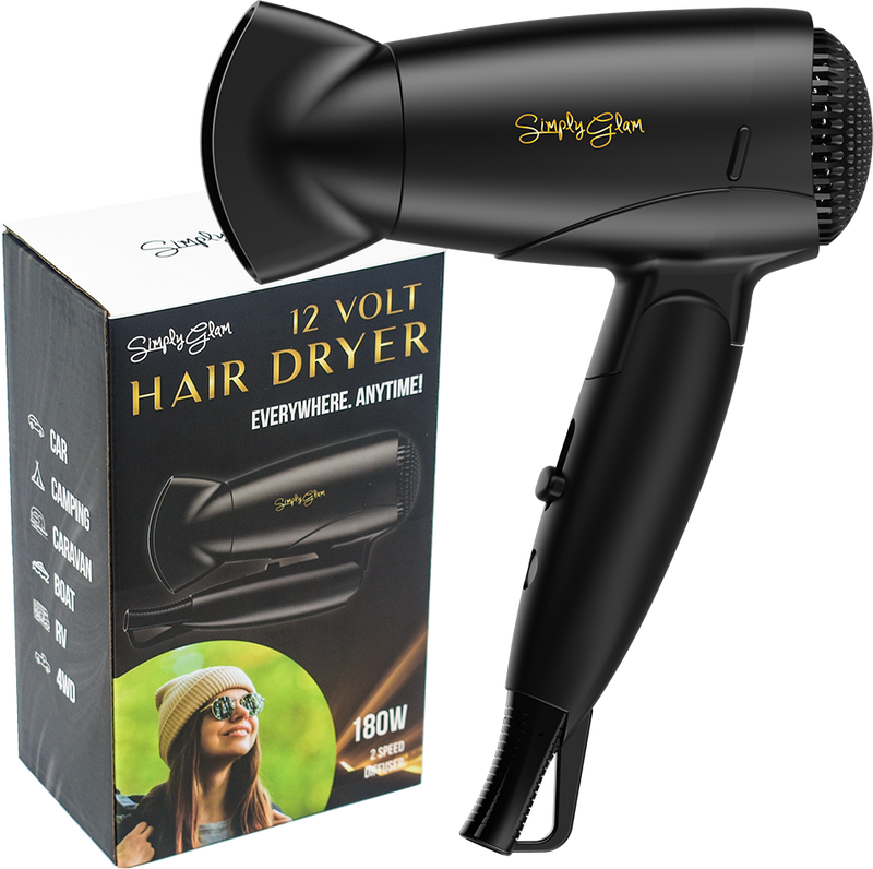 Simply Glam 12V Hair Dryer Black & Gold