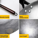 32cm Hand-Forged Iron Wok Pure Iron Non-Coated Stir Fry Pan Brown