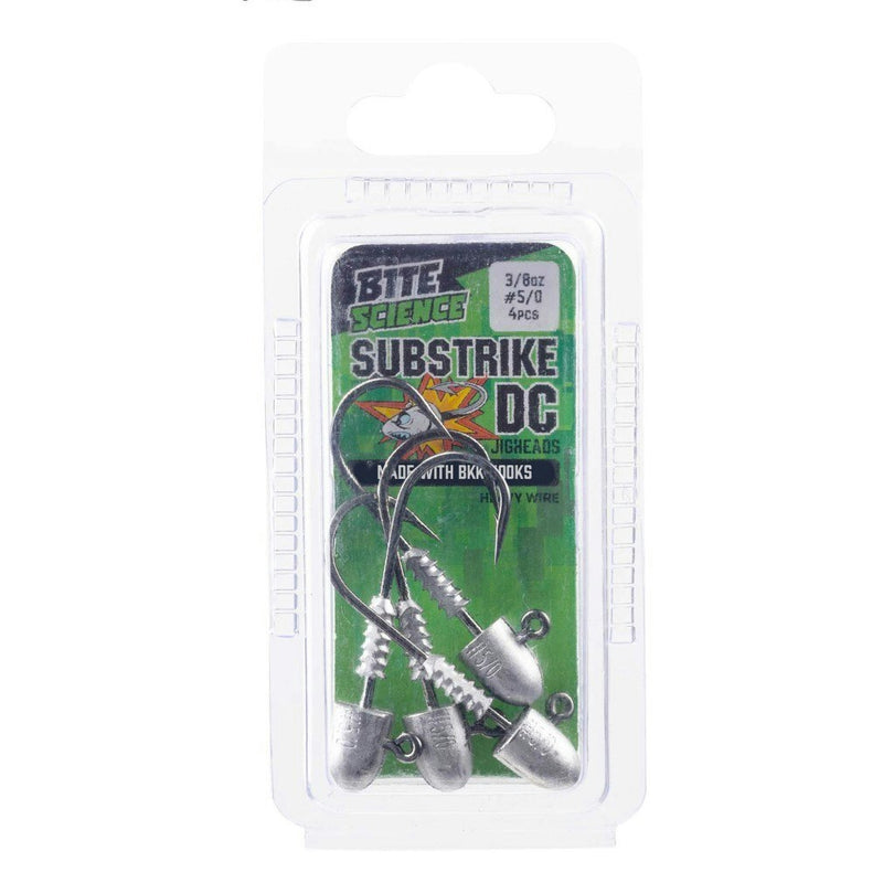 4 Pack of 3/8oz Size 5/0 Bite Science Substrike DC Jigheads with BKK Hooks