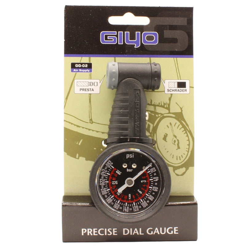 Giyo Dual Valve Tyre Pressure Gauge for Bicycles, Cars and Motorcycles 0-260 PSI
