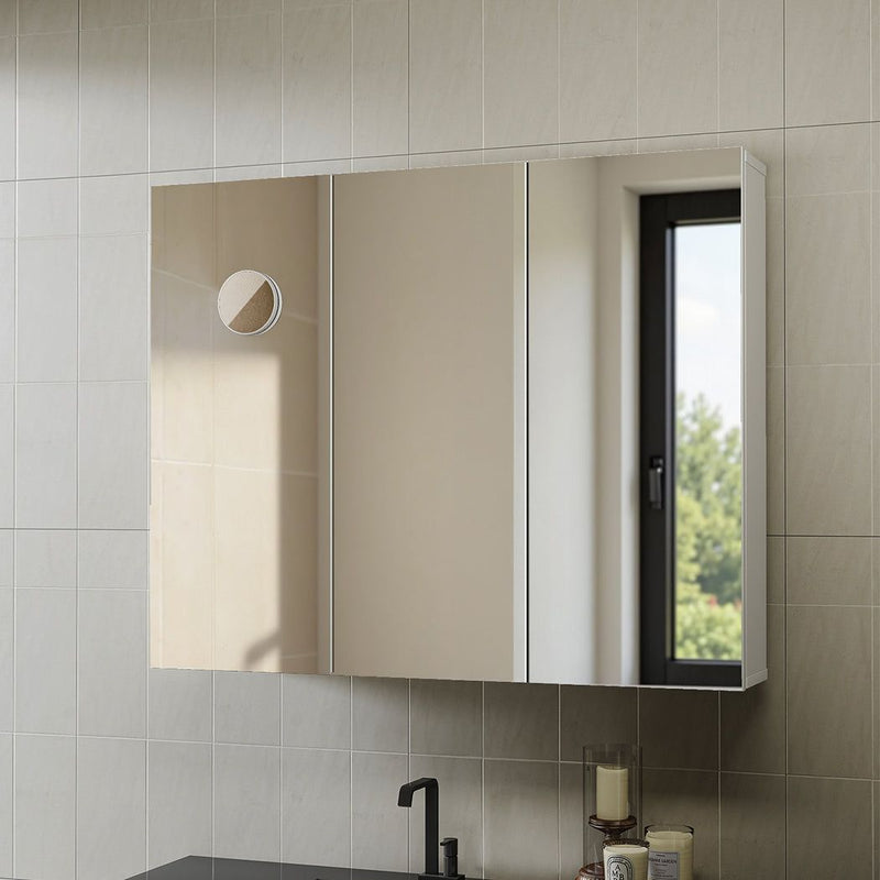 Levede Bathroom Mirror Storage Cabinet Vanity Mirror Makeup Wall Mounted 90x72cm