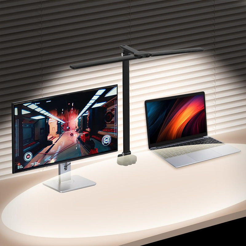 Emitto LED Desk Study Lamp Clamp Dimmable Adjustable Double Head Reading Light